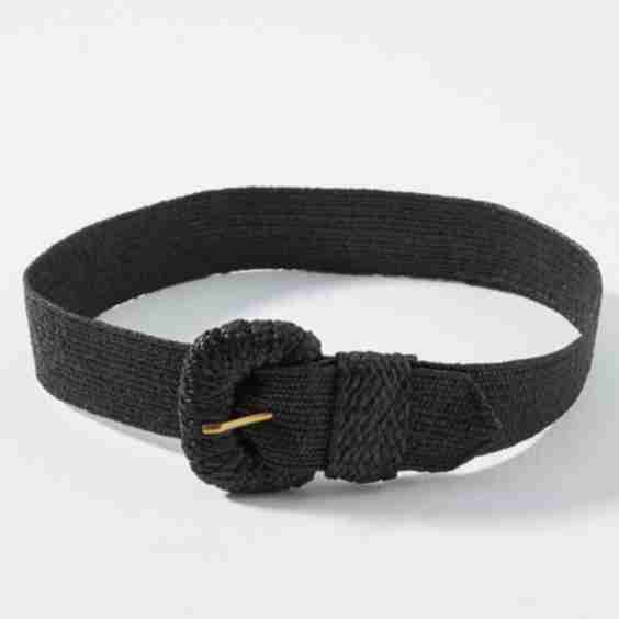 Raffia-Wrapped Stretch Waist Belt