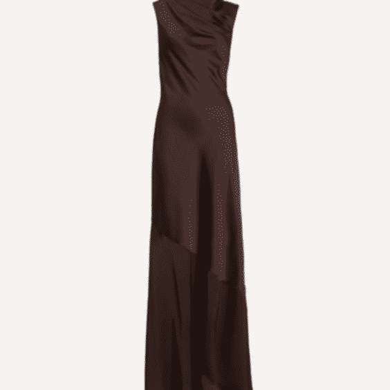 Lana Cowl-Neck Tie-Back Satin Maxi Dress