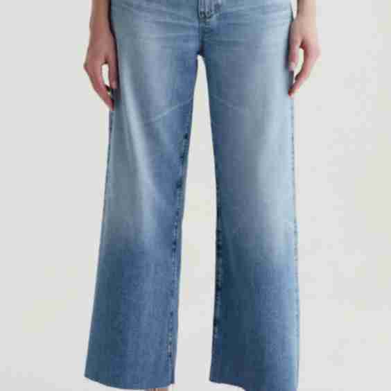 Saige Raw Hem Ankle Wide Leg Jeans