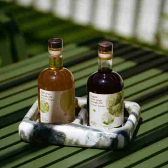 Avocado Oil Set with our exclusive Montana Labelle Green Verde Marble Tray