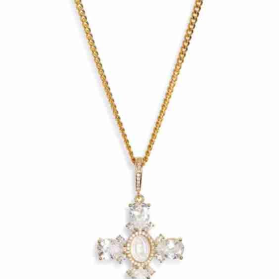 Virgin Mary Cross Pearl Necklace