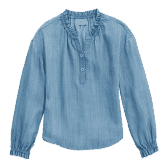 Girls' Chambray Ruffle Button-Front Top