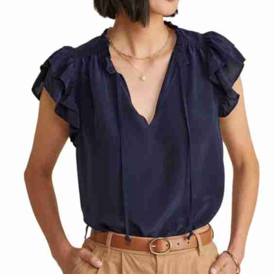 Ruffled Cap Sleeve Top