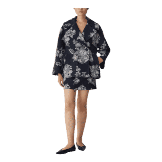 Venice Toile Jacquard Oversized Peacoat