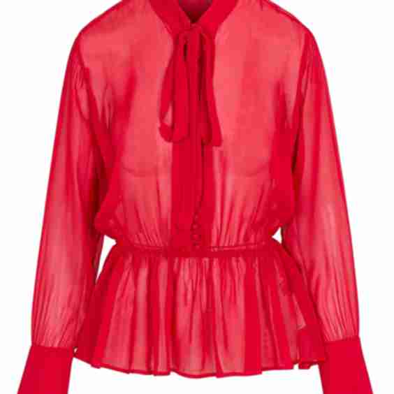 Covered Button Tie Front Blouse
