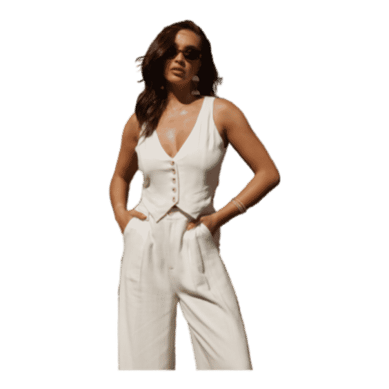 Diane White Linen Vest