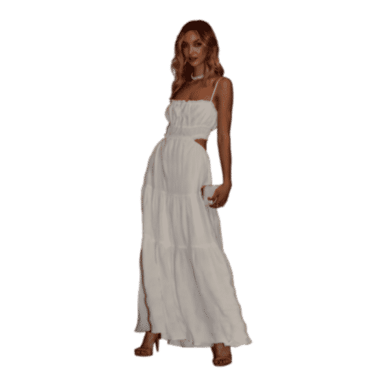 Paola White Boho Maxi Dress