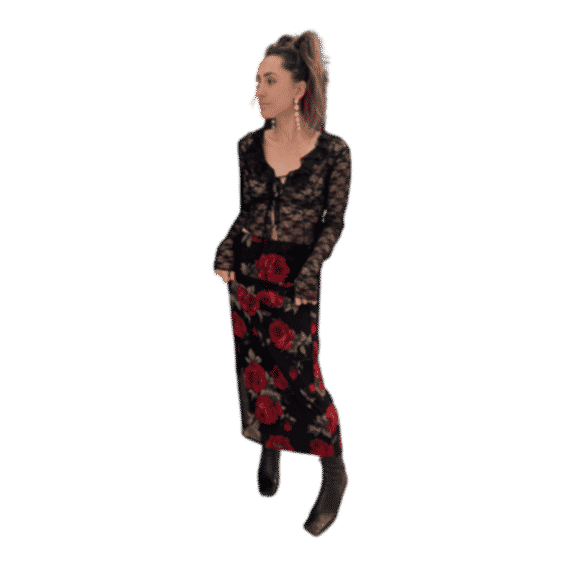 Julia Red Rose Mesh Maxi Skirt