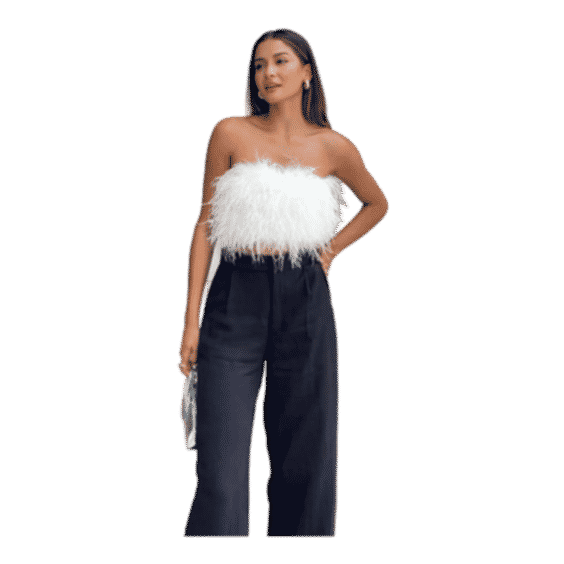 Chanel White Faux Feather Top