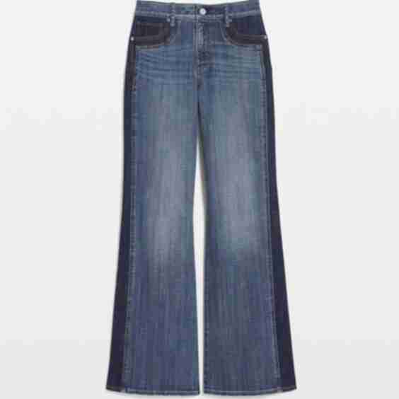 High Rise Colorblocked Wide Leg Jean