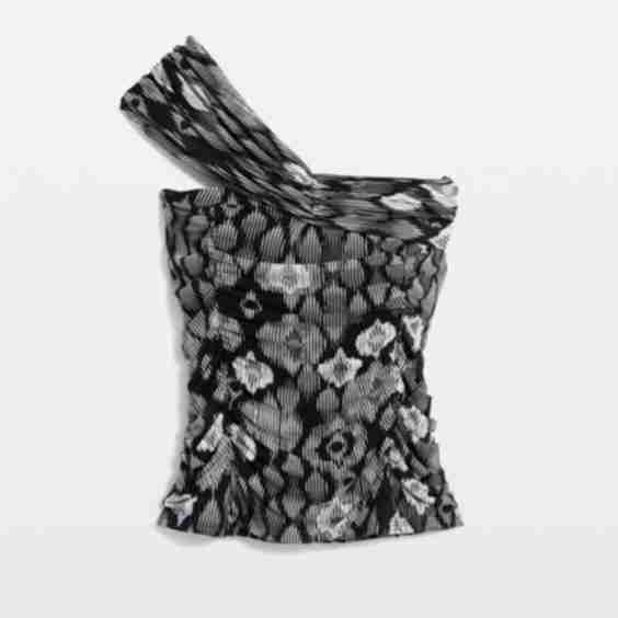 Mesh Ruched One-Shoulder Top