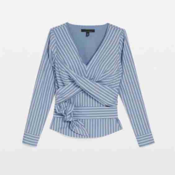 Twist-Front Tie-Waist Blouse
