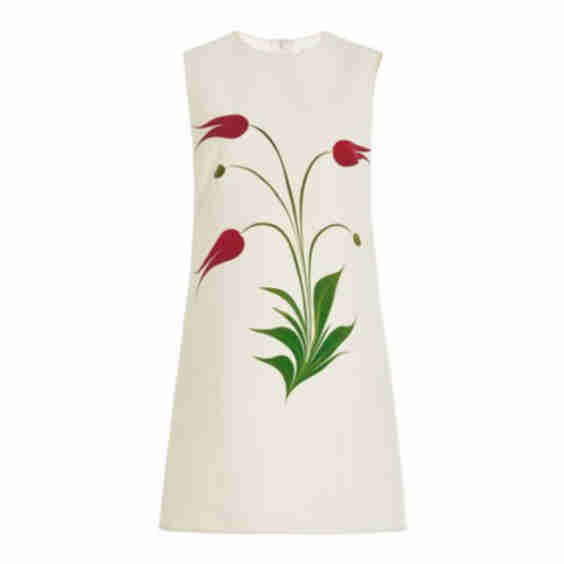 Printed Stretch-Wool Mini Dress
