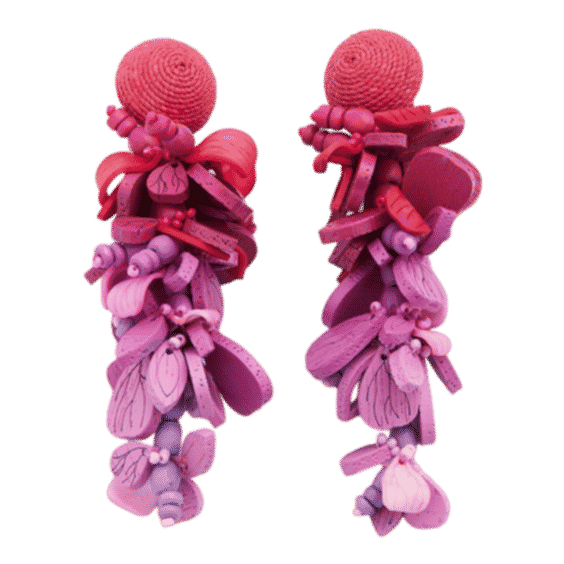 Wooden Flower Cluster Earrings 