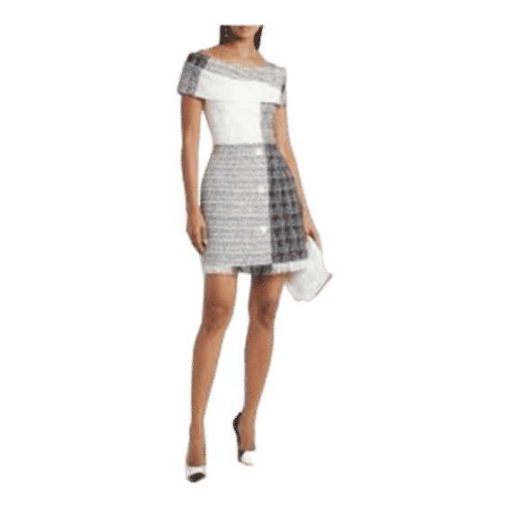 Off-the-Shoulder Tweed Mini Dress