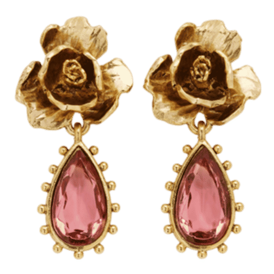 Crystal Petal Rose Earrings