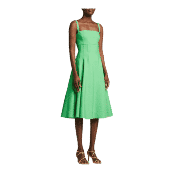 Square-Neck Wool Midi Dress