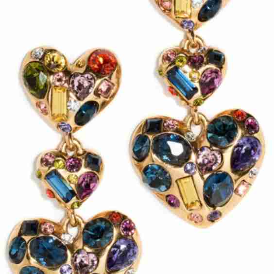 Gemstone Heart Chandelier Earrings 