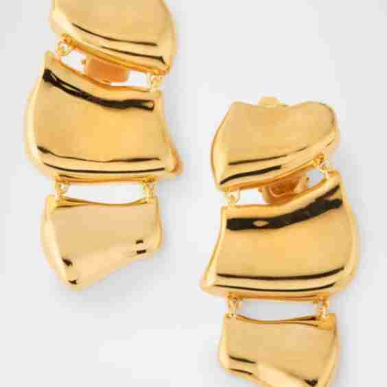 Sculpted Metal Drop Clip-On Earrings