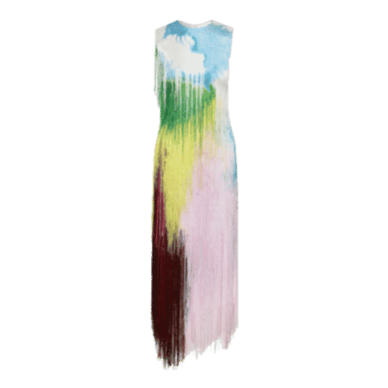 Abstract Watercolor Fringe Cocktail Dress
