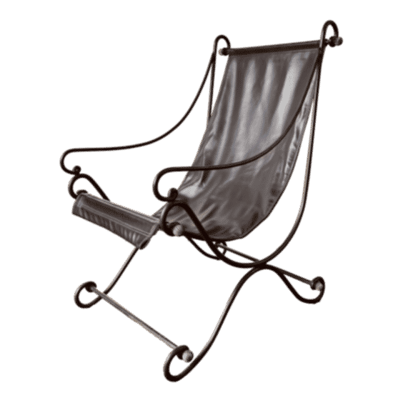 David Hicks Iron And Leather Campec Chair