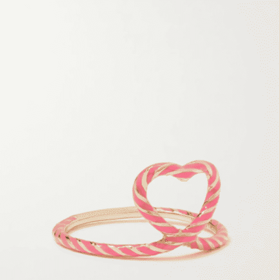 Heart Streamer 14-Karat Gold And Enamel Ring