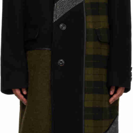 Multicolor Patchwork Wool Coat
