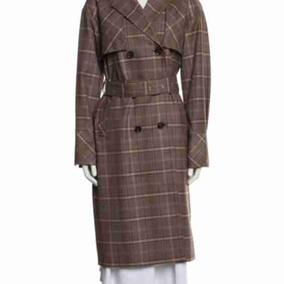 Plaid Print Trench Coat