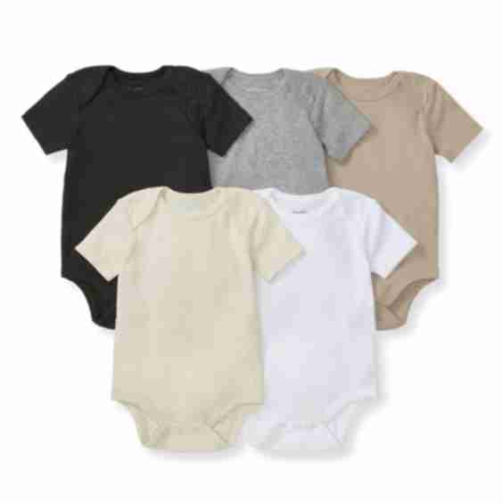 Short Sleeve Solid Organic Cotton Bodysuits (5 Pack)