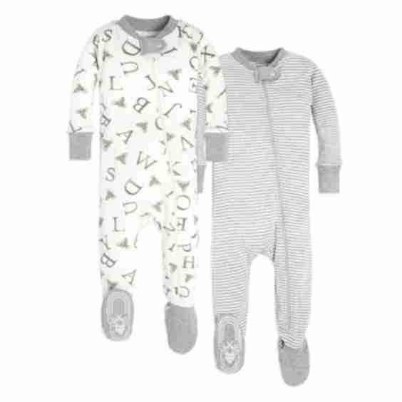 A-Bee-C and Stripes Organic Cotton Snug Fit Footed Sleeper Pajamas