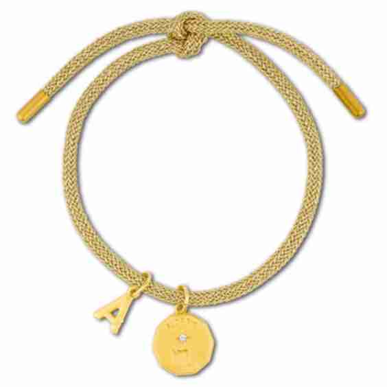 Lurex Bracelet with Elemental Zodiac + Initial Charms