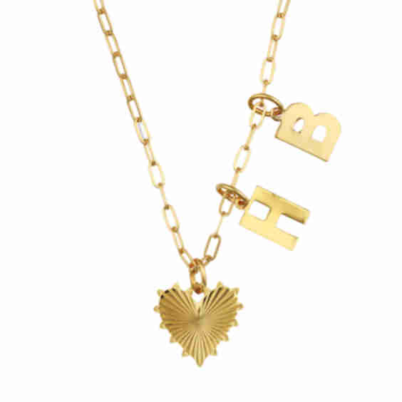 Personalized Baby Heart of Gold + Initials Necklace