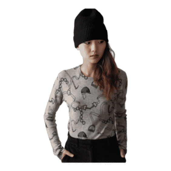 Equestrian Print Crew Neck Jumper