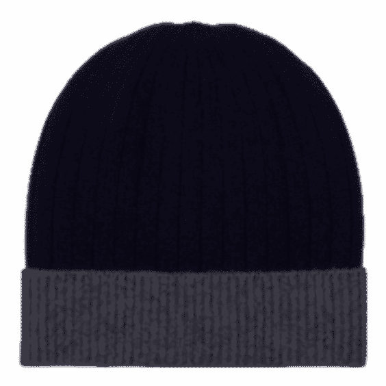 Unisex Cashmere Colour Block Ribbed Beanie Hat