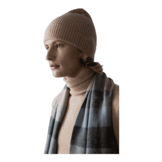Unisex Cashmere Ribbed Beanie Hat
