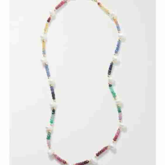 Arizona Gold, Sapphire And Pearl Necklace