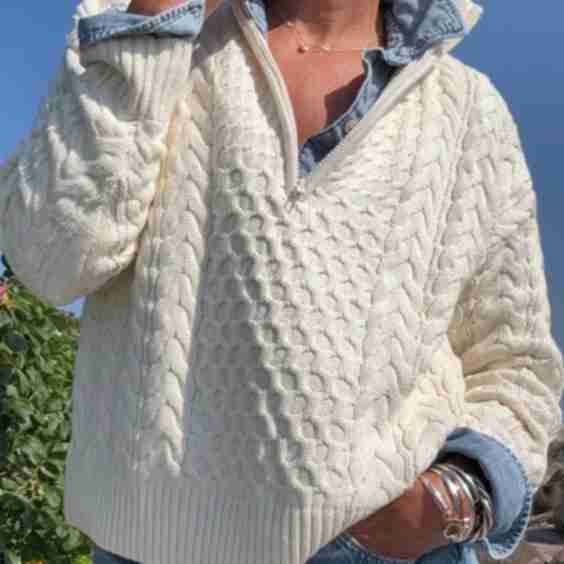 Half Zip Cable Sweater 