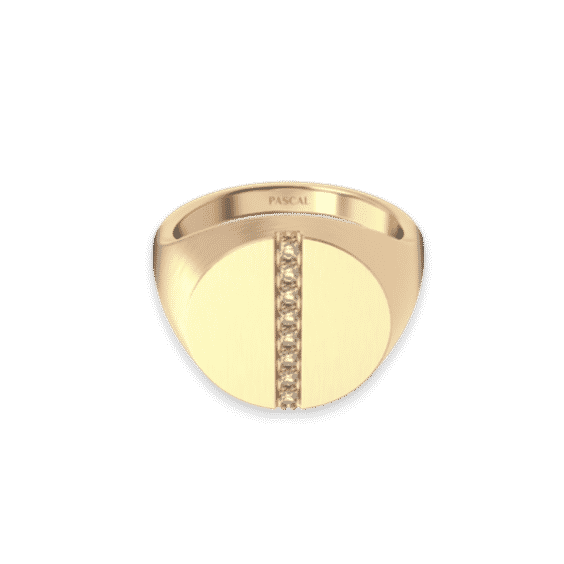 Disc Linear Diamond Signet Ring
