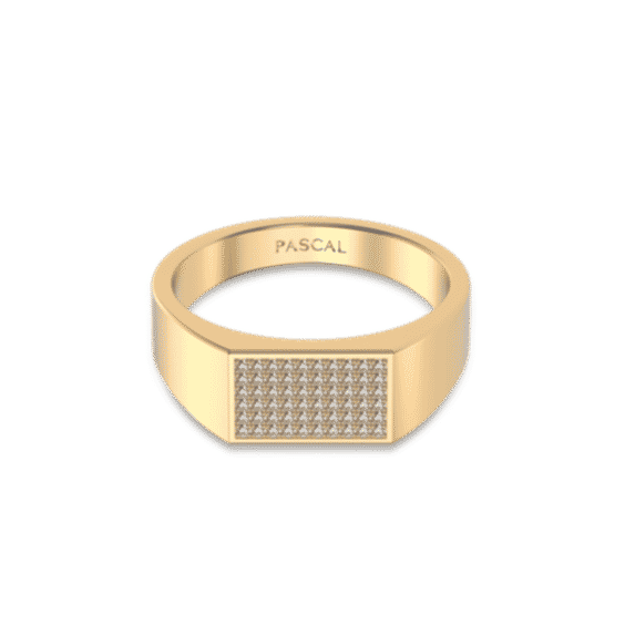 Geo Pave Diamond Signet Ring