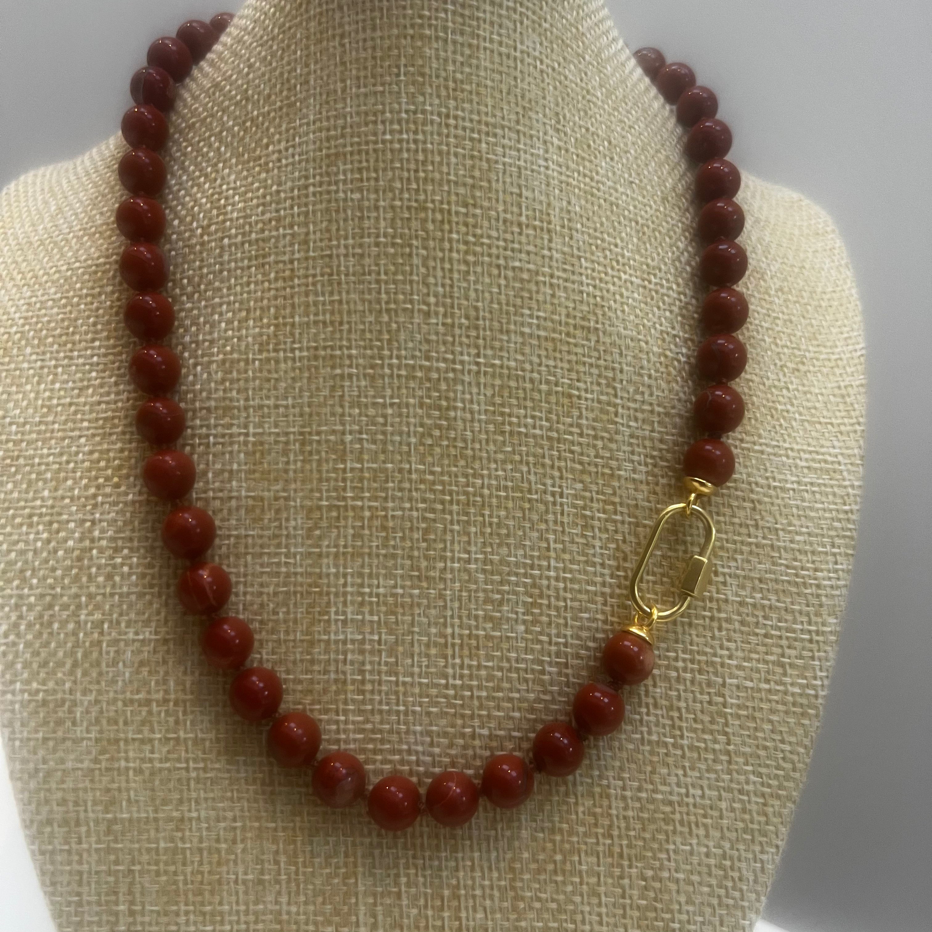 Jasper Beaded Charm Necklace: Endurance & Nurturing