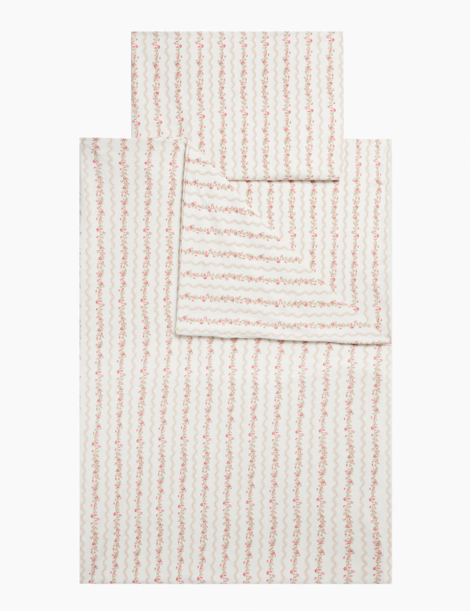 Duvet Pillow Set In Floral Stripe