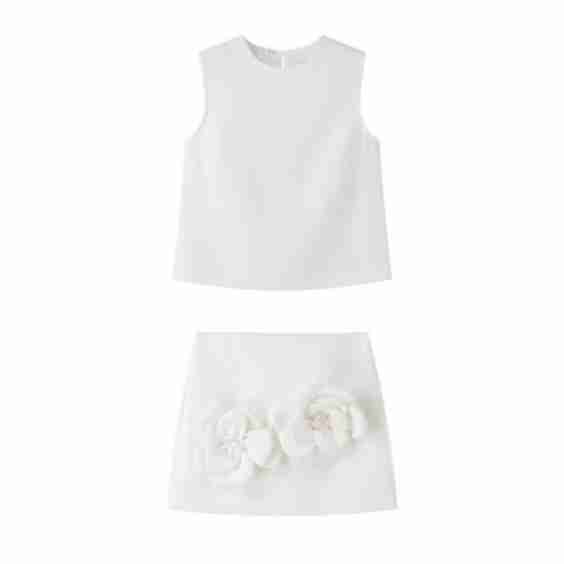 New Spring Style Simple Vest with Two Sets of Floral Decorative Skirt 1127-0