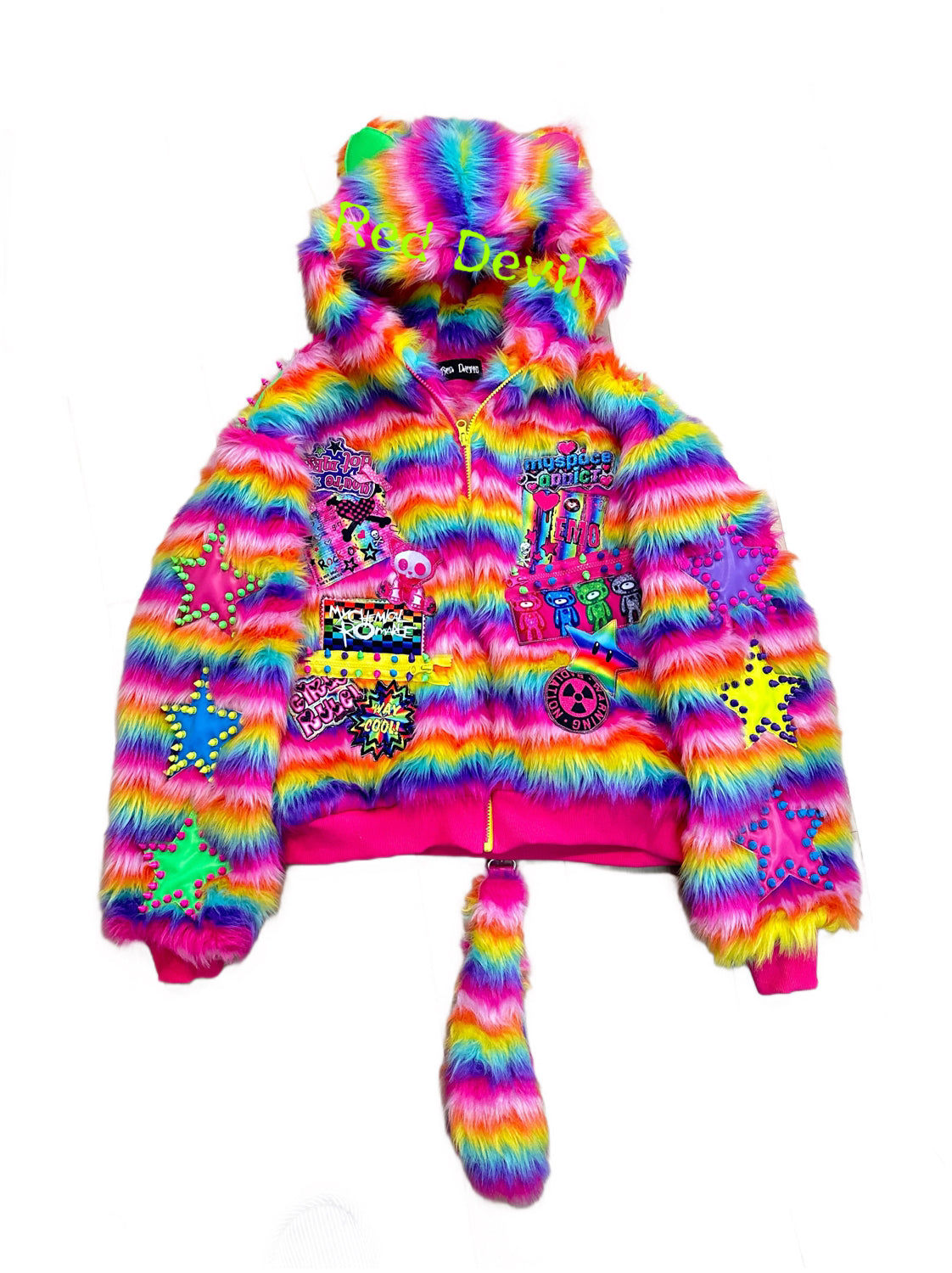 Decora Coat Original Design Subculture Coat Colorful Furry Cotton Coat