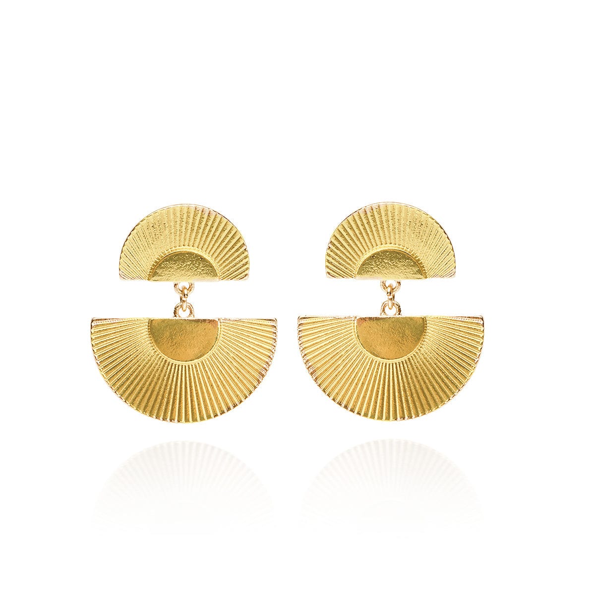 Geometric Gold Disc Drop Earrings
