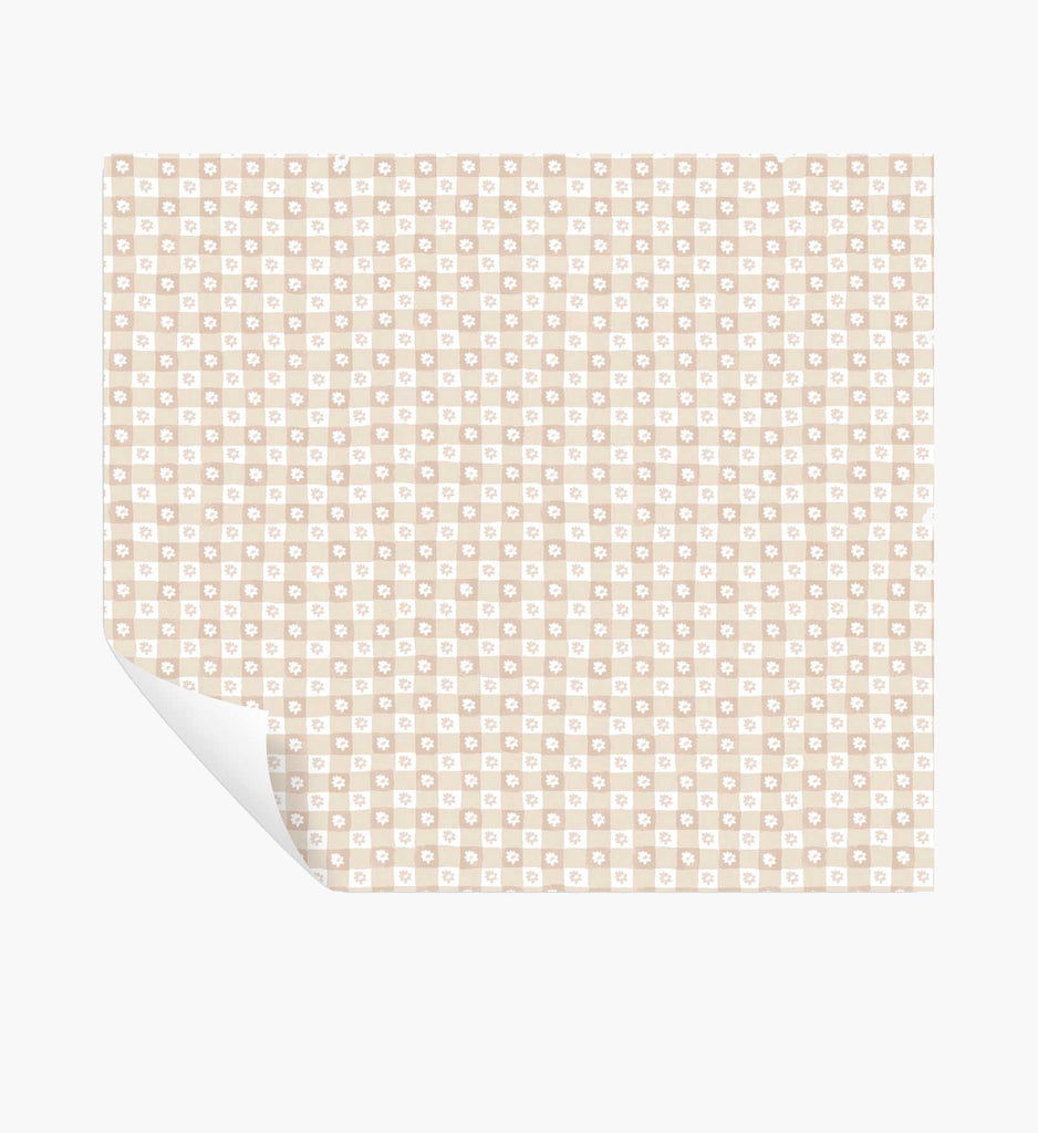 Daisy Gingham Peel Stick Wallpaper Blush