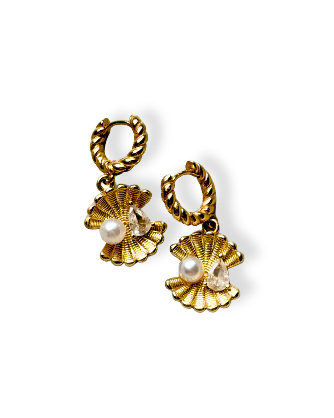Aliza Shell Huggies Earrings