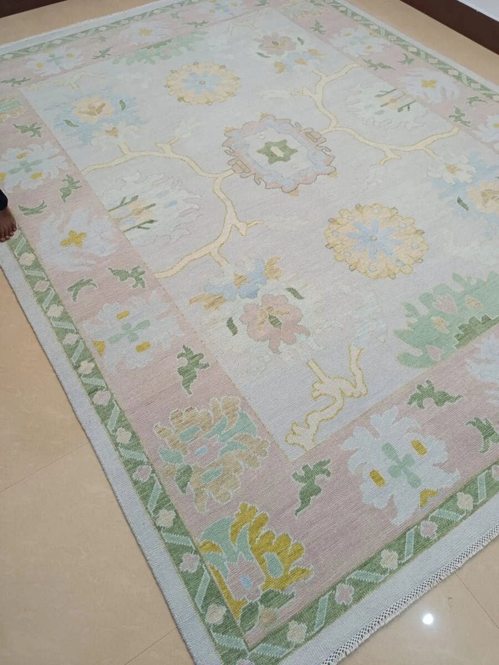 Hand Knotted Modern Oushak Area Rug, 8x10 ft for Living Room, Bedroom, Dining Room