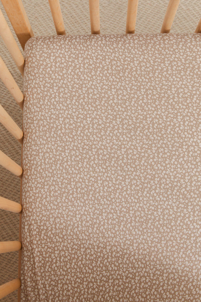 Cream Floral Crib Sheet