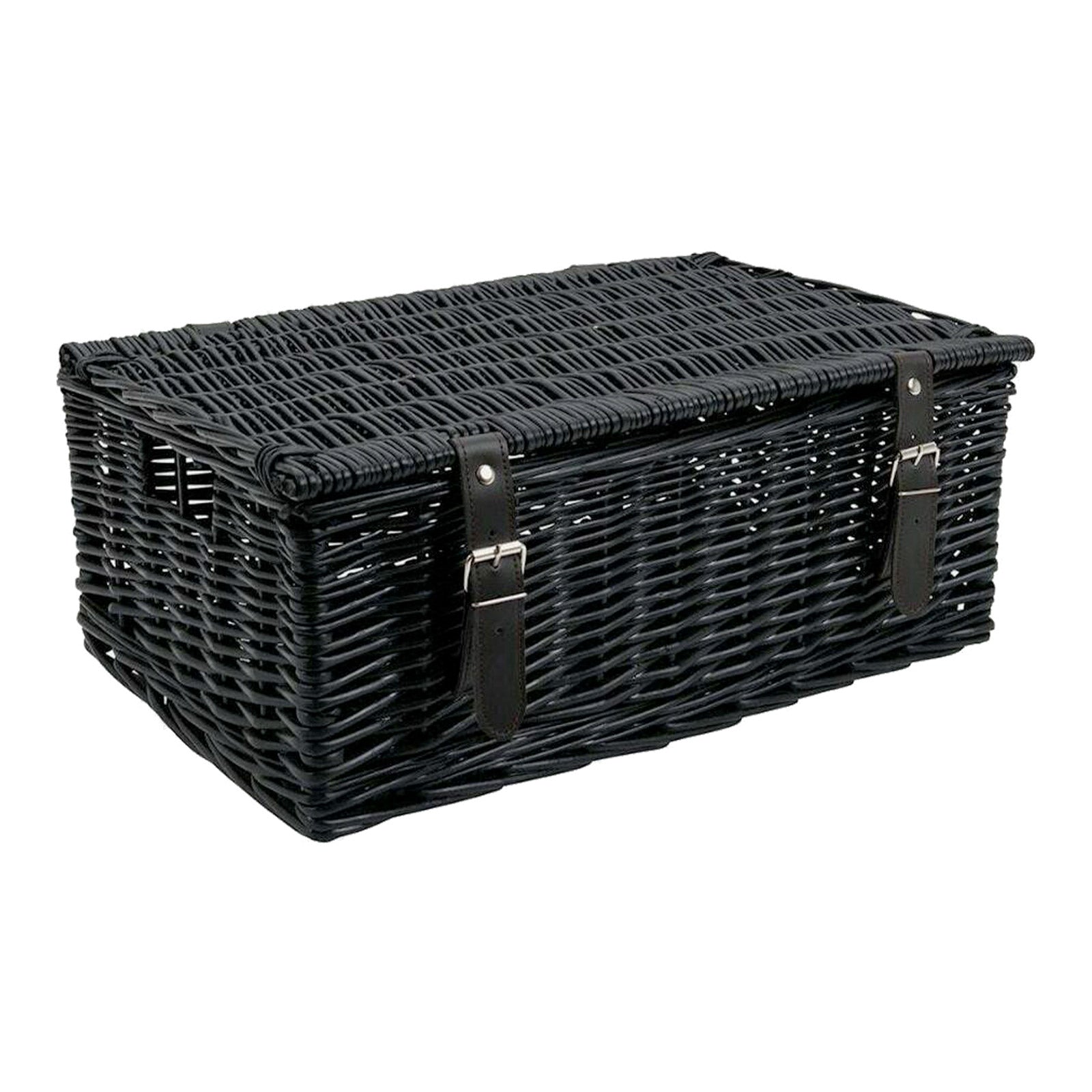 18" Empty Black Wicker Hamper