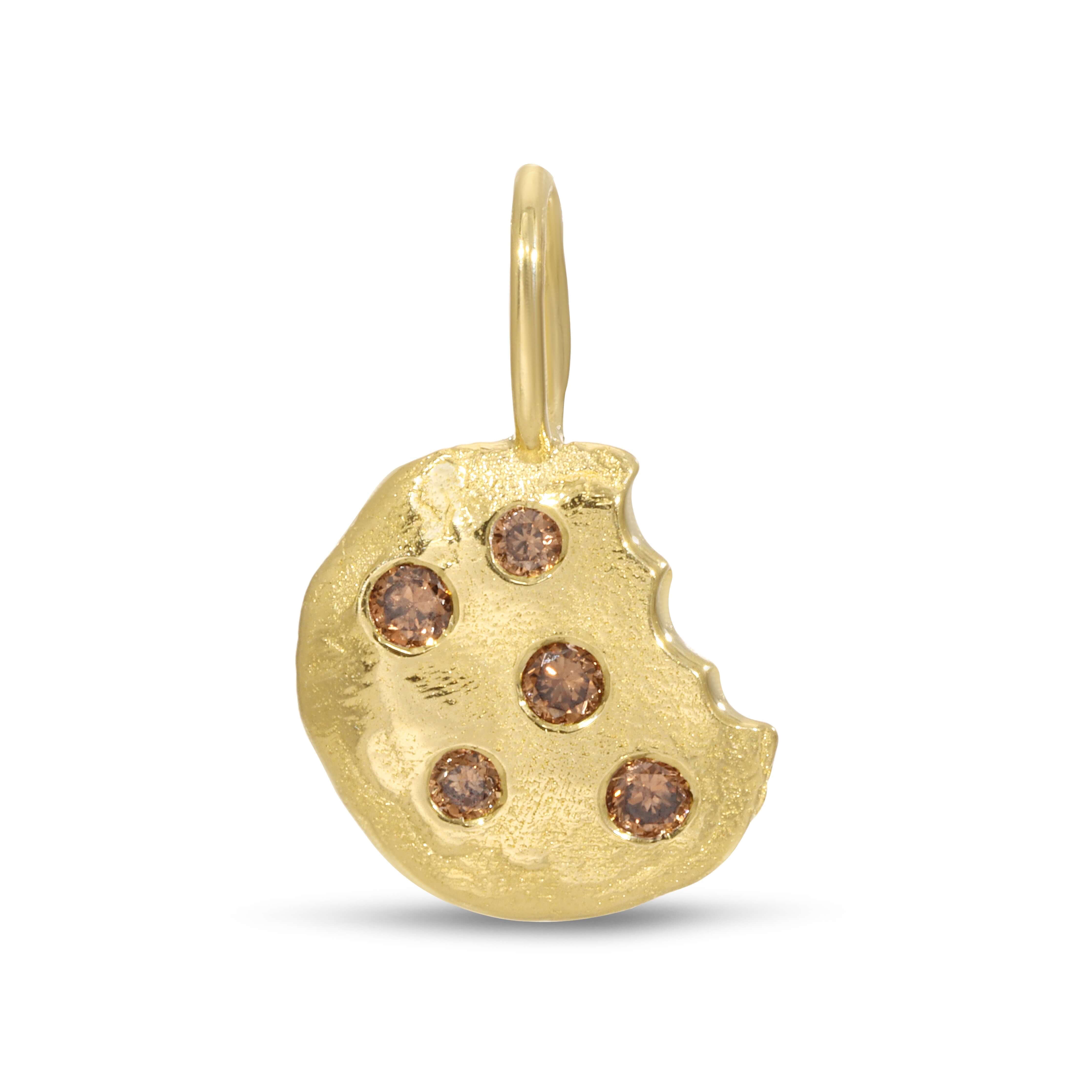 Chocolate Chip Cookie 14 K Diamond Charm